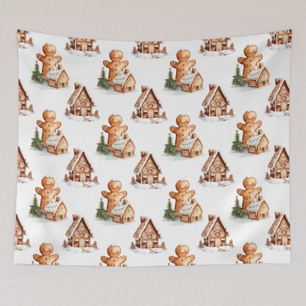 Item preview, Gingerbread Man And House Christmas Pattern designed and sold by EL-Lebedenko.