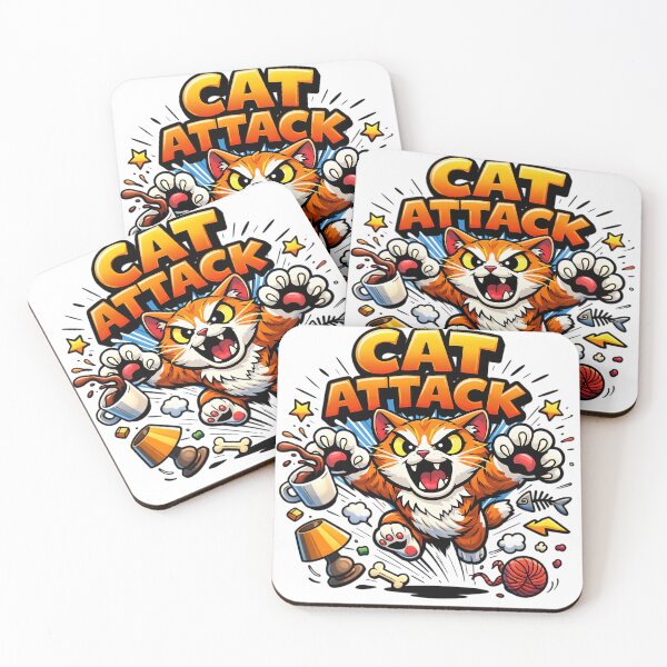 Item preview, Cat Attack – Funny Colorful Cat Cartoon Design designed and sold by gavinroyal.