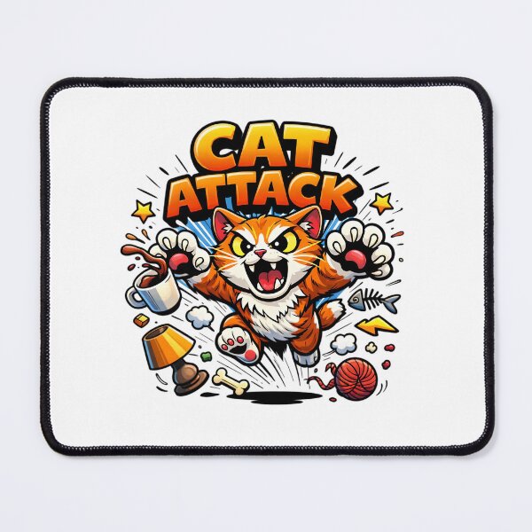 Item preview, Cat Attack – Funny Colorful Cat Cartoon Design designed and sold by gavinroyal.