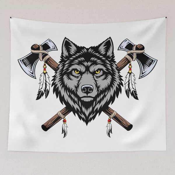 Item preview, Wolf Totem — Silent Strength.  Crossed Tomahawks designed and sold by Karlov78Print.