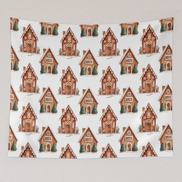 Item preview, Watercolor Gingerbread House Christmas Seamless Pattern designed and sold by EL-Lebedenko.