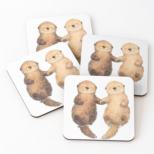 Item preview, Otter Love romantic animals holding hands  designed and sold by MiowandMolly.