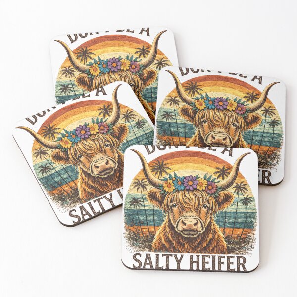 Item preview, Funny Cow T Shirt Don’t Be A Salty Heifer, Beach Sunset Highland Cow Gift, Western Humor Graphic Tee designed and sold by JoyBoyStudio1.