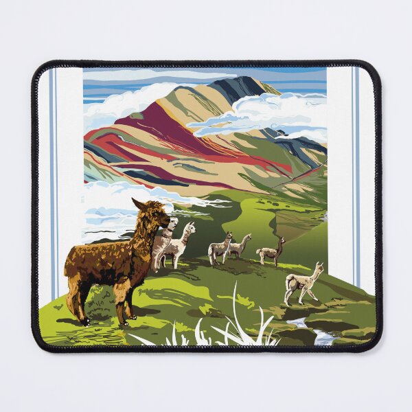 Item preview, Lama in front of colorful mountains of Peru designed and sold by asamijess.