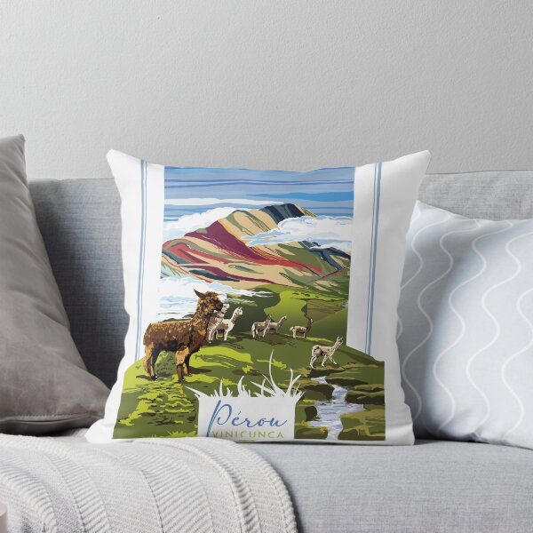 Item preview, Lama in front of colorful mountains of Peru designed and sold by asamijess.