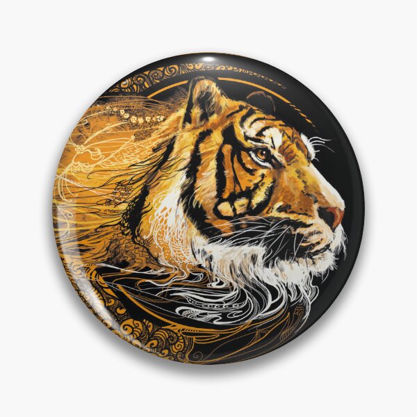 Item preview, decorative tiger with stylized art nouveau curves designed and sold by asamijess.