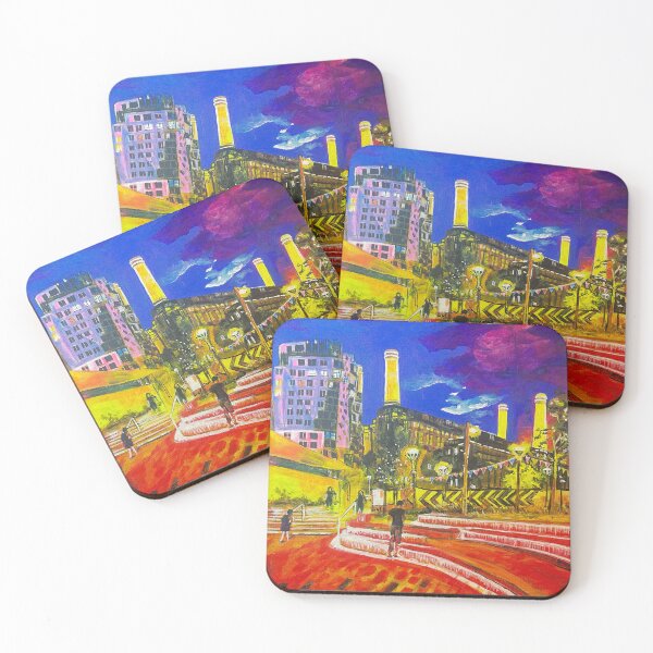 Item preview, Battersea Power Station at night, in the style of The Scream  designed and sold by DianeGoldiepaintsLondon.