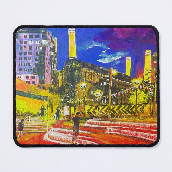 Item preview, Battersea Power Station at night, in the style of The Scream  designed and sold by DianeGoldiepaintsLondon.