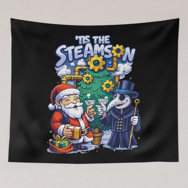 Item preview, Tis the Steamson Steampunk Christmas Santa Claus Plague Doctor Holiday designed and sold by DrawHandArt.