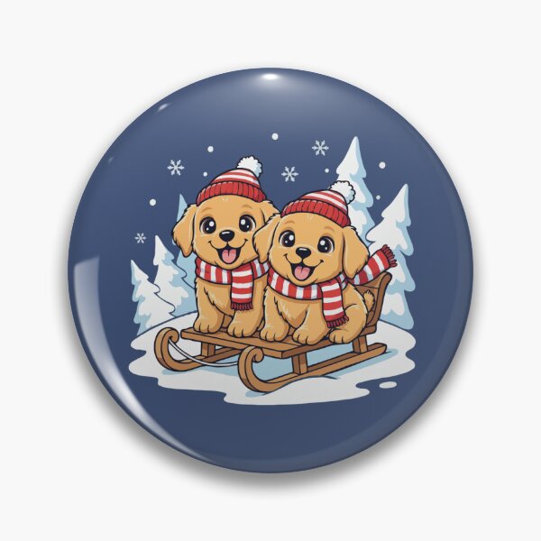 Item preview, Cute Golden Retriever Sledding Puppies | Happy Winter Puppy designed and sold by The Real Life Symphony.