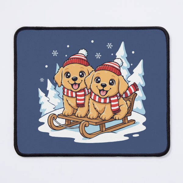 Item preview, Cute Golden Retriever Sledding Puppies | Happy Winter Puppy designed and sold by The Real Life Symphony.