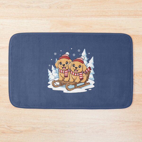 Item preview, Cute Golden Retriever Sledding Puppies | Happy Winter Puppy designed and sold by The Real Life Symphony.