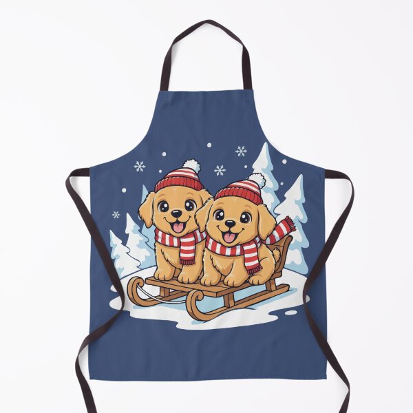 Item preview, Cute Golden Retriever Sledding Puppies | Happy Winter Puppy designed and sold by The Real Life Symphony.