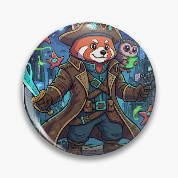 Item preview, Sci Fi Pirate Fox And Raccoon Fantasy Animal Illustration designed and sold by RebellDancer.