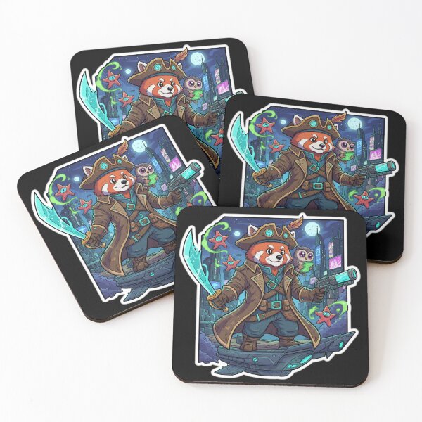 Item preview, Sci Fi Pirate Fox And Raccoon Fantasy Animal Illustration designed and sold by RebellDancer.