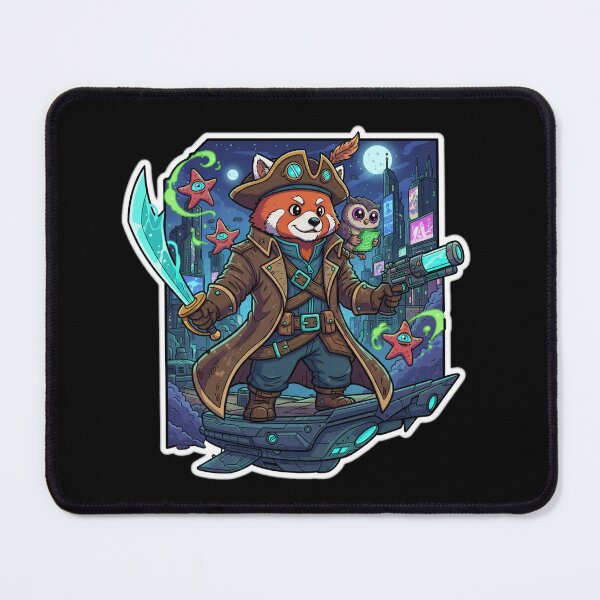 Item preview, Sci Fi Pirate Fox And Raccoon Fantasy Animal Illustration designed and sold by RebellDancer.