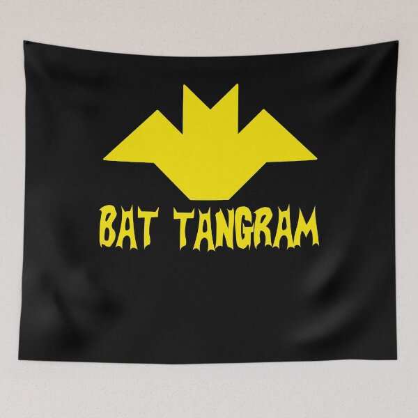 Item preview, Funny Nerdy Bat Tangram Comic Collector Geometry Math Teacher Yellow Text designed and sold by MathWare MathClips.