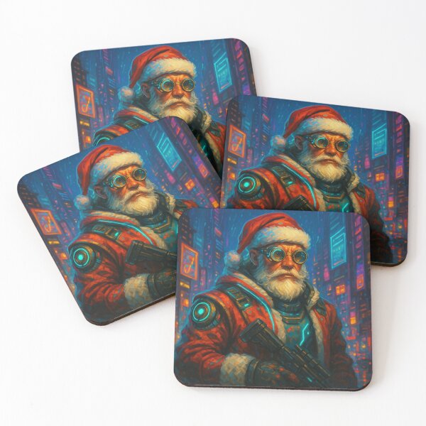 Item preview, Futuristic Cyberpunk Santa Claus Christmas Art Print – Neon Holiday Illustration designed and sold by TSOL5.