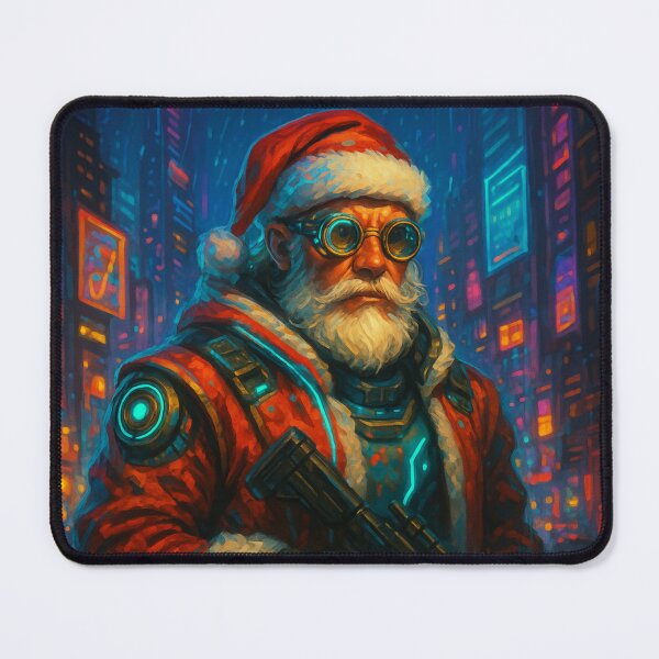 Item preview, Futuristic Cyberpunk Santa Claus Christmas Art Print – Neon Holiday Illustration designed and sold by TSOL5.