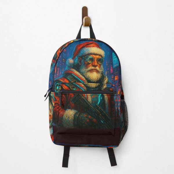 Item preview, Futuristic Cyberpunk Santa Claus Christmas Art Print – Neon Holiday Illustration designed and sold by TSOL5.