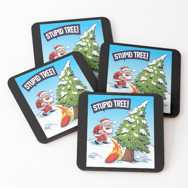 Item preview,  Funny Angry Santa Claus Stupid Tree Grumpy Christmas Holiday Humor designed and sold by DrawHandArt.