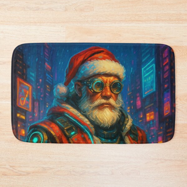 Item preview, Futuristic Cyberpunk Santa Claus Christmas Art Print – Neon Holiday Illustration designed and sold by TSOL5.