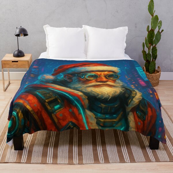 Item preview, Futuristic Cyberpunk Santa Claus Christmas Art Print – Neon Holiday Illustration designed and sold by TSOL5.