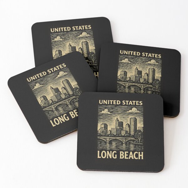 Item preview, Long Beach USA Linocut Style  designed and sold by Thistle-TShop.