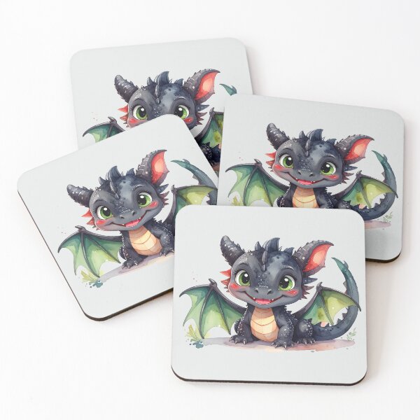 Item preview, A magical baby dragon with green wings smiles kindly. designed and sold by LiskoDesign.