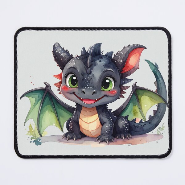 Item preview, A magical baby dragon with green wings smiles kindly. designed and sold by LiskoDesign.
