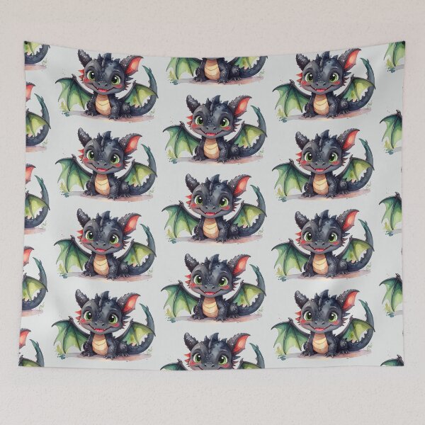 Item preview, A magical baby dragon with green wings smiles kindly. designed and sold by LiskoDesign.