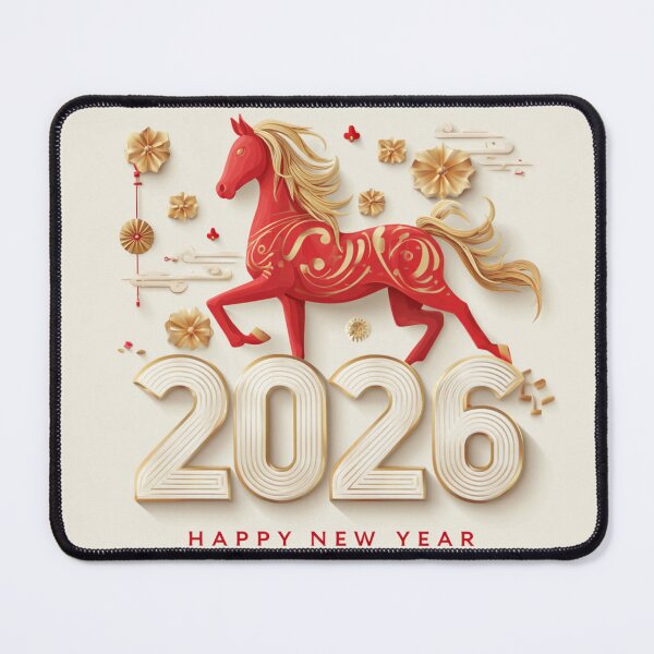 Item preview, Lunar Red Fire Horse New Year 2026 Beige Art designed and sold by GrinGalore.