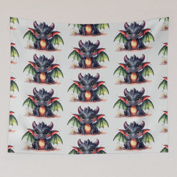 Item preview, Magical baby dragon with green wings is well-behaved designed and sold by LiskoDesign.