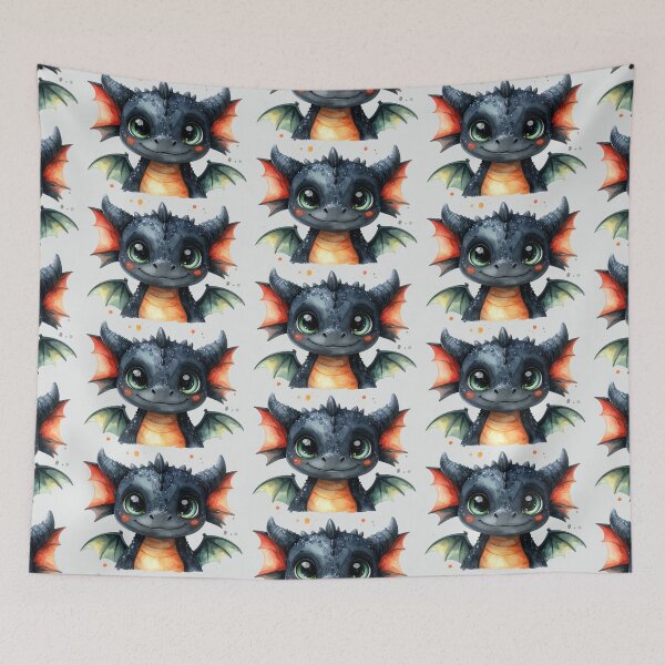 Item preview, Magical baby dragon with green wings up close designed and sold by LiskoDesign.