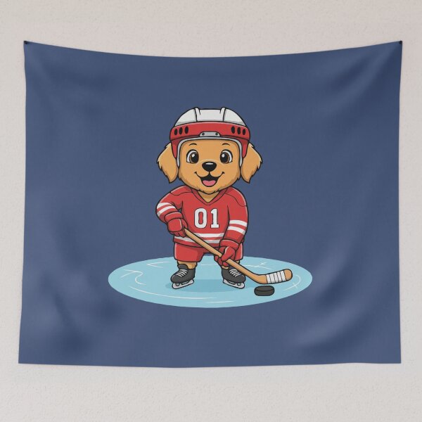 Item preview, Cute Golden Retriever Ice Hockey Puppy | Happy Winter Puppy designed and sold by The Real Life Symphony.