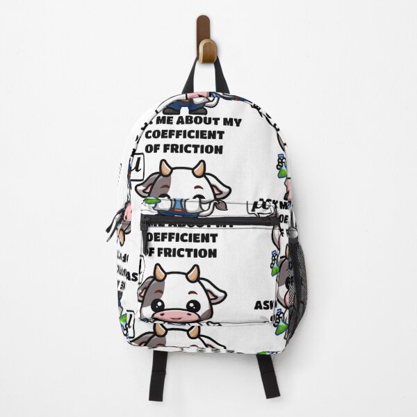 Item preview, Funny Nerdy Ask Me About My Coefficient of Friction Cow Scientist Says Mu Physics Teacher Black Text designed and sold by MathWare MathClips.