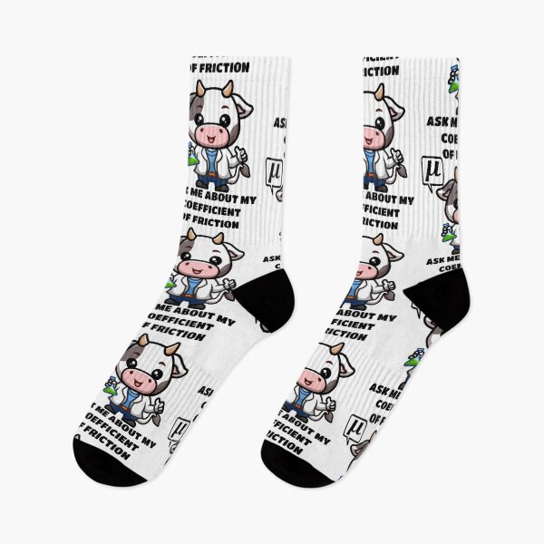 Item preview, Funny Nerdy Ask Me About My Coefficient of Friction Cow Scientist Says Mu Physics Teacher Black Text designed and sold by MathWare MathClips.