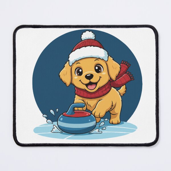 Item preview, Cute Golden Retriever Curling Puppy | Happy Winter Puppy designed and sold by The Real Life Symphony.