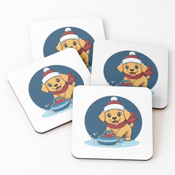Item preview, Cute Golden Retriever Curling Puppy | Happy Winter Puppy designed and sold by The Real Life Symphony.