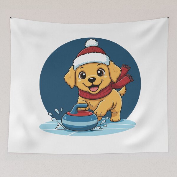 Item preview, Cute Golden Retriever Curling Puppy | Happy Winter Puppy designed and sold by The Real Life Symphony.
