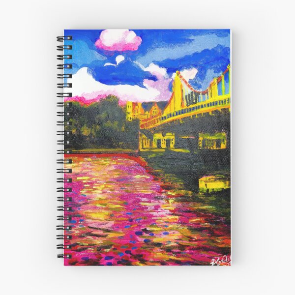 Item preview, A walk along the pink Thames looking towards Chelsea designed and sold by DianeGoldiepaintsLondon.