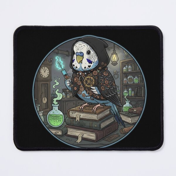 Item preview, Steampunk Wizard Budgie Fantasy Magic Illustration designed and sold by RebellDancer.