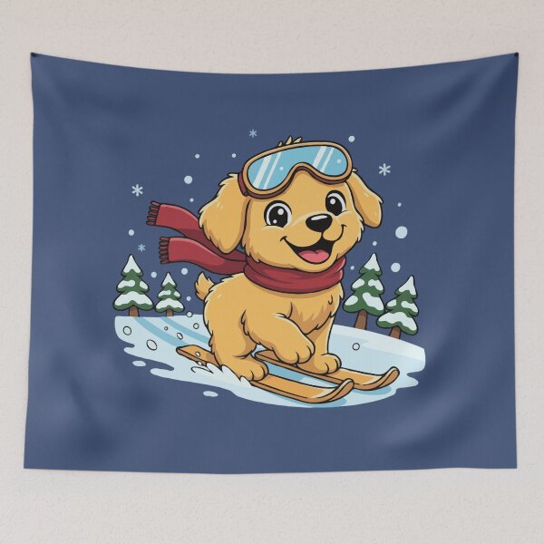 Item preview, Cute Golden Retriever Skiing Puppy | Happy Winter Puppy designed and sold by The Real Life Symphony.