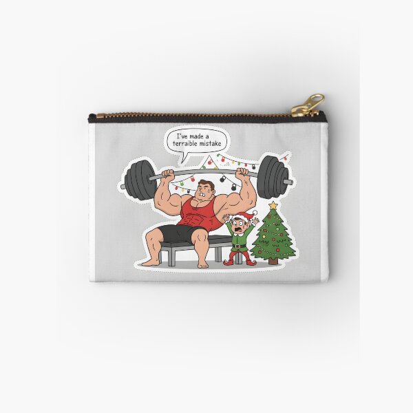 Item preview, Overwhelmed Elf Spotter Funny Christmas Bench Press designed and sold by AestheticCore Designs.