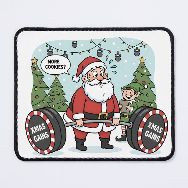 Item preview, Merry Liftmas Santa Deadlift Christmas Fitness Cartoon designed and sold by AestheticCore Designs.