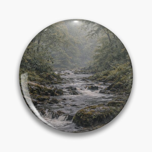 Item preview, Misty Woodland River, Manchester UK – Rainy Forest Landscape Art Print designed and sold by ZoviraDesigns.
