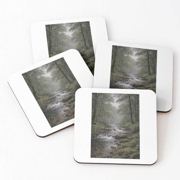 Item preview, Misty Woodland River, Manchester UK – Rainy Forest Landscape Art Print designed and sold by ZoviraDesigns.