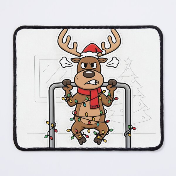 Item preview, Tangled Reindeer Pull-ups Christmas Lights Gym Humor designed and sold by AestheticCore Designs.