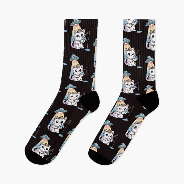 Item preview, Kawaii Fishing Cat Alien UFO Abduction – Cute Japanese Anime Style designed and sold by Redgiant87x.
