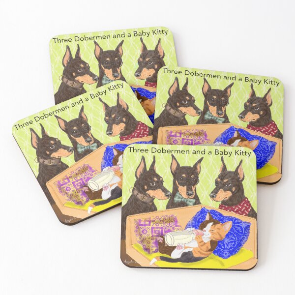 Item preview, Three Doberman and a Baby Kitty designed and sold by TabbyCatStudios.